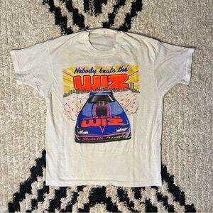 Vintage White T-Shirt with Colorful Car Graphic